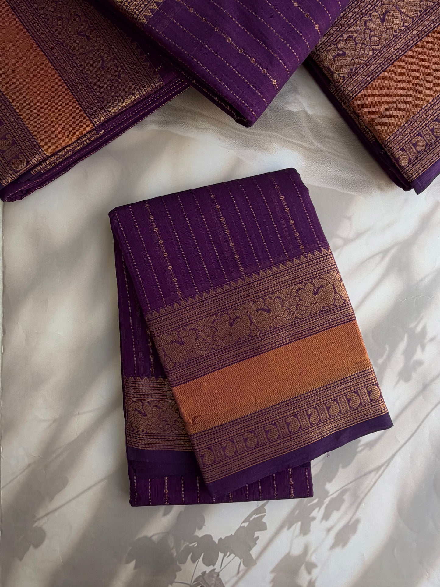 Kanchi cotton saree with Vairaoosi weaves purple