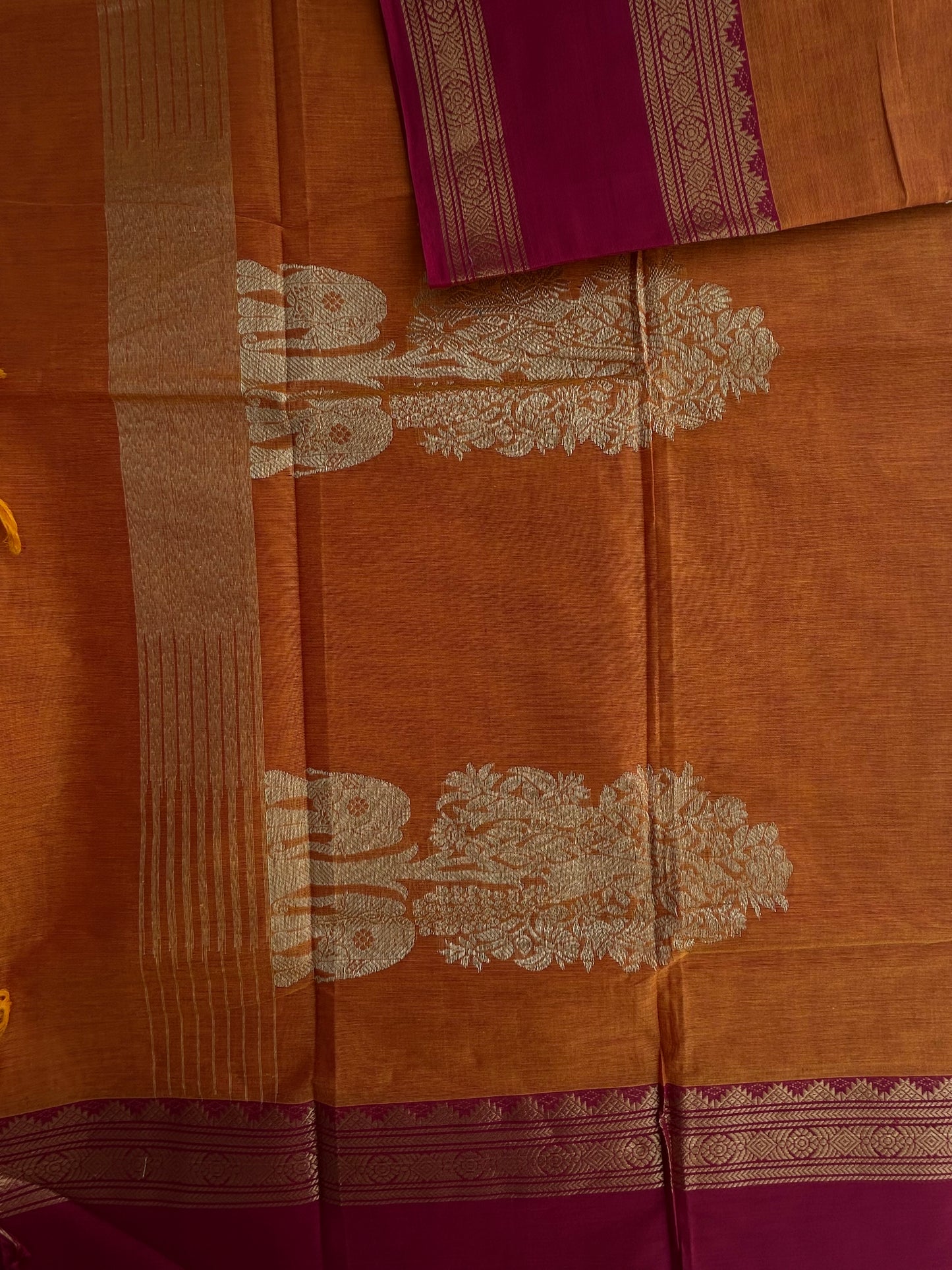 Premium Kanchi cotton with zari weaves and grand pallu
