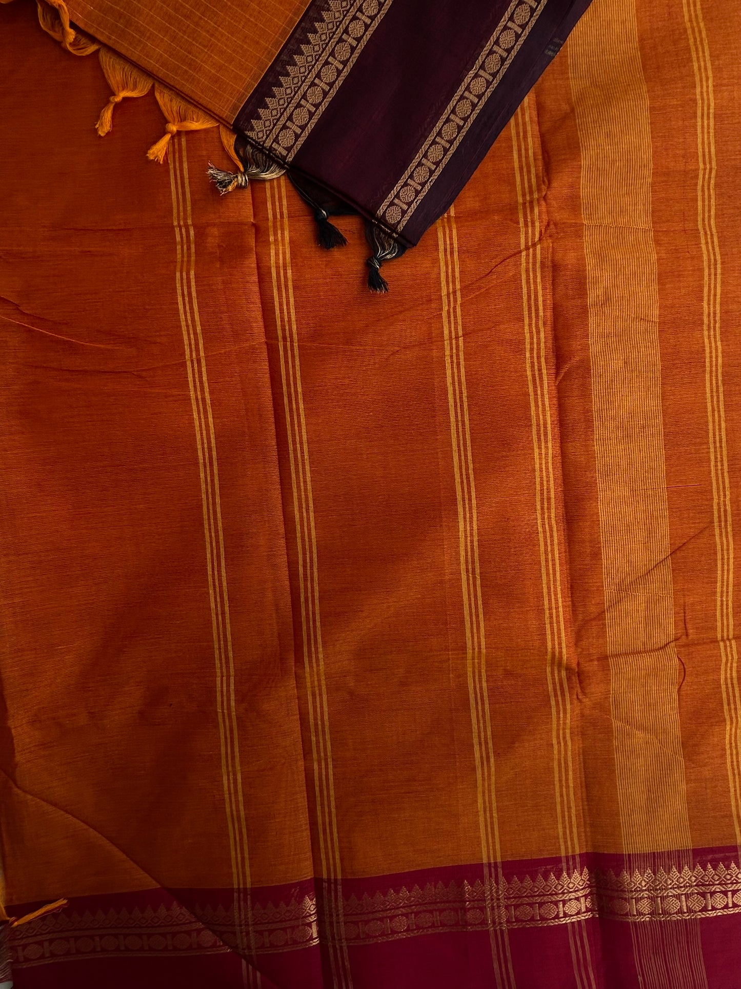 Kanchi cotton saree with Ganga jamuna border