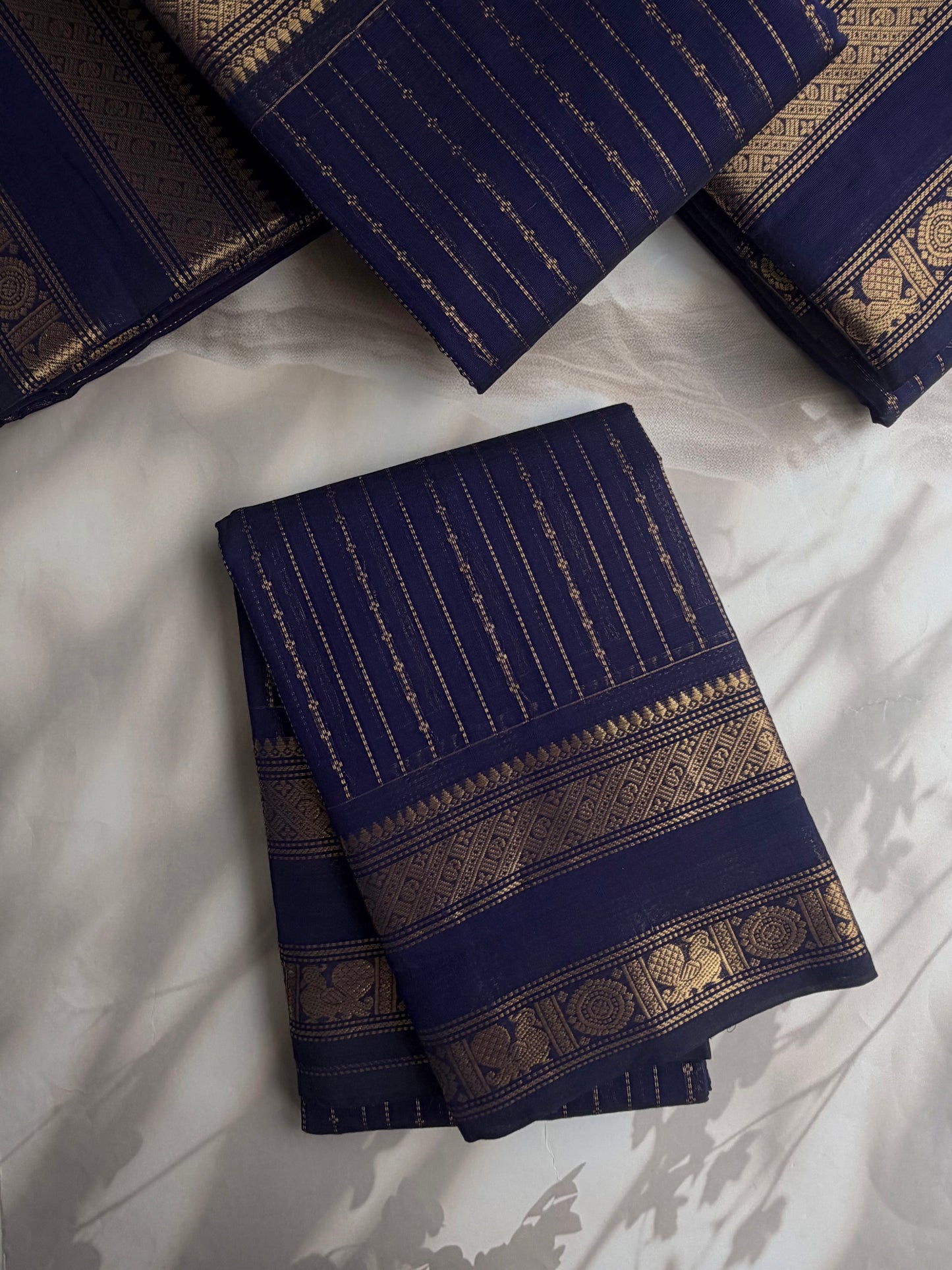 Kanchi cotton saree with vairaoosi weaves blue