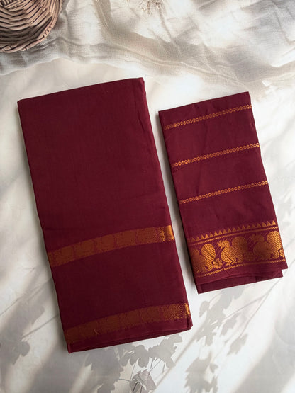 Sungudi Cotton saree with peacock border