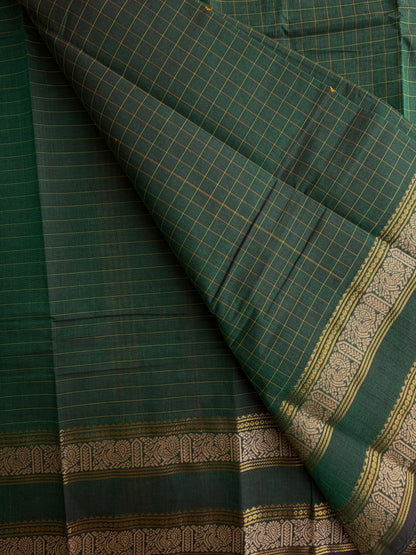 Kanchi cotton saree in kattam pattern with butta weaves