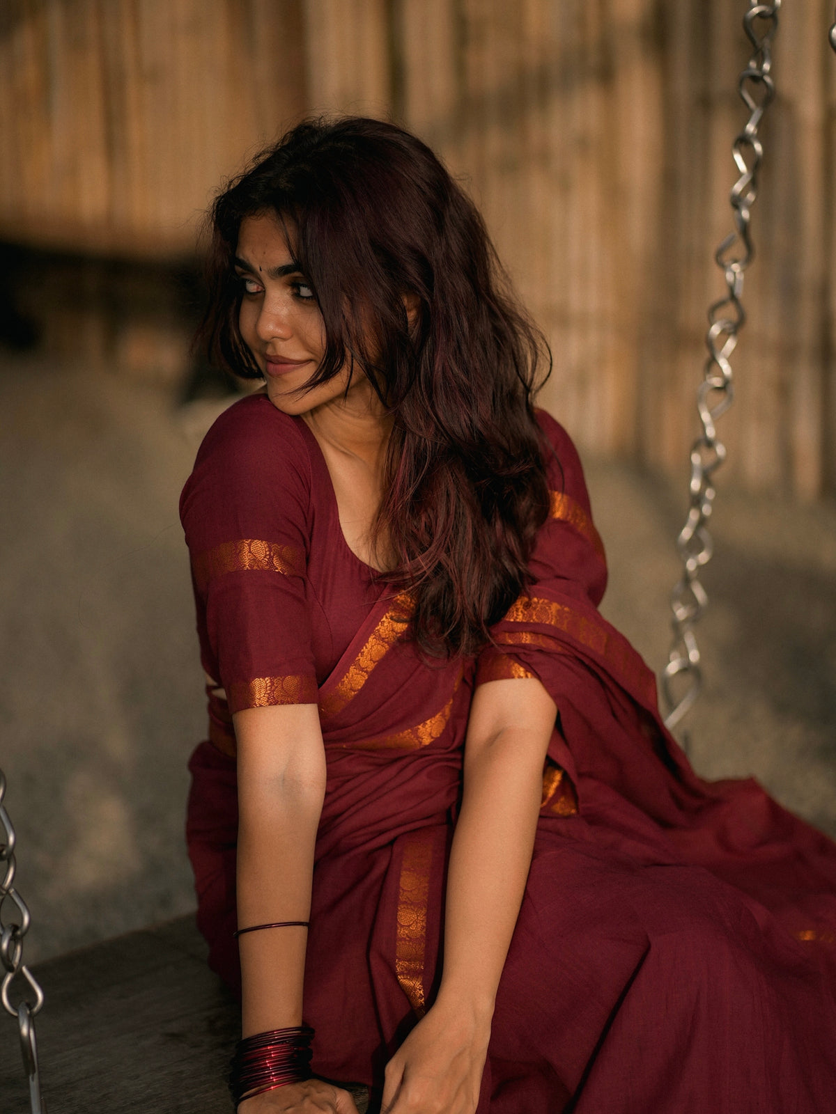 Sungudi Cotton saree with peacock border