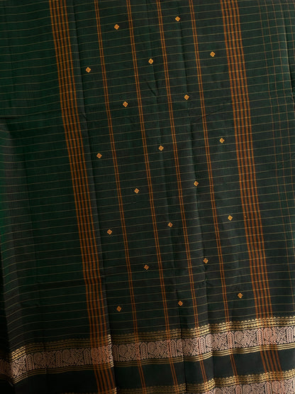 Kanchi cotton saree in checks & butta weaves