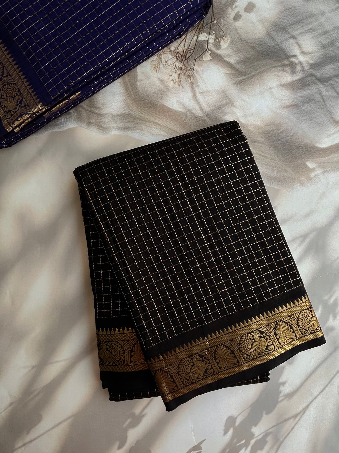 120 count Kanchi cotton with zari kattam & grand pallu