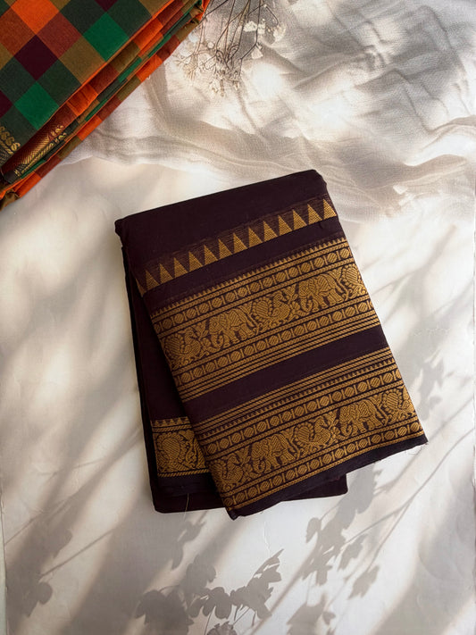 Kanchi cotton saree with rettapett border