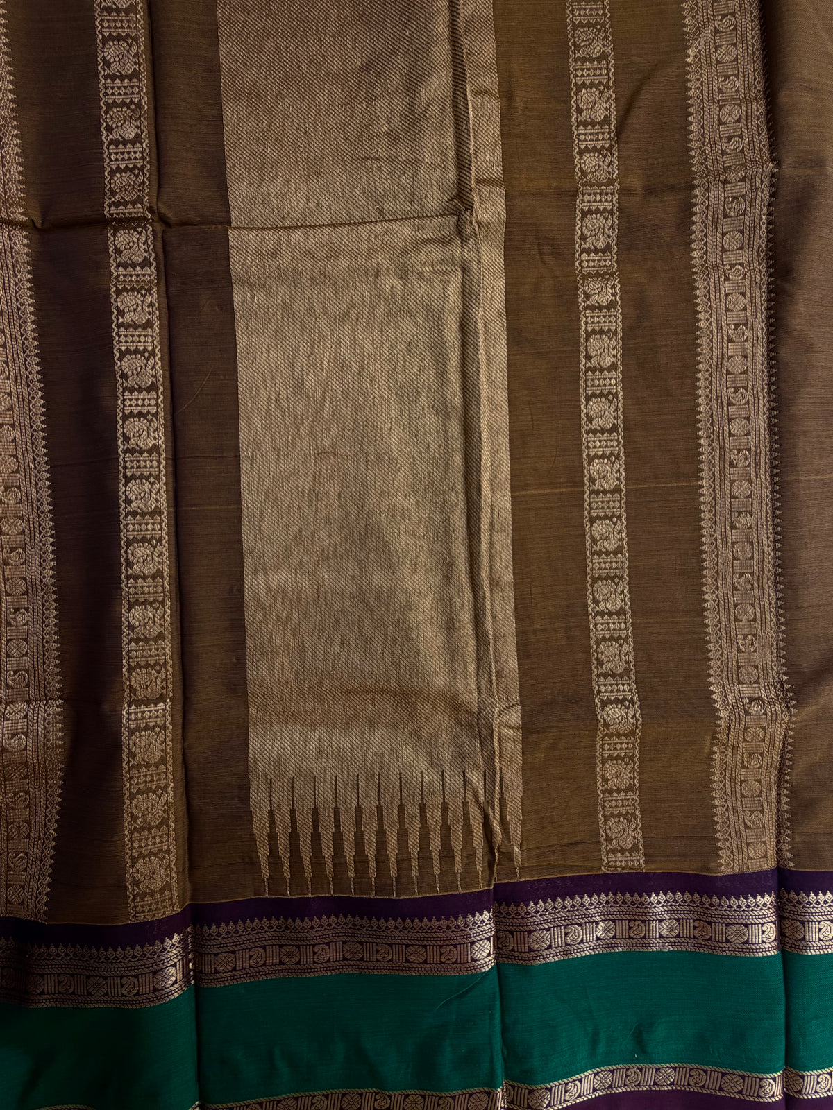120 mercerised Kanchi cotton saree with zari butta and grand pallu