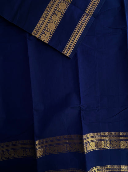 Kanchi cotton saree with zari border - royal blue
