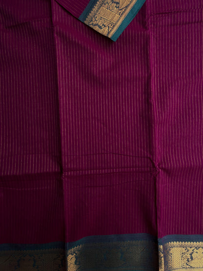 Kanchi cotton saree with Vairaoosi weaves