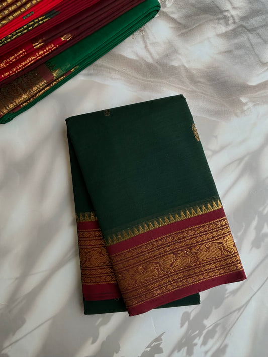 Kanchi cotton saree with butta weaves