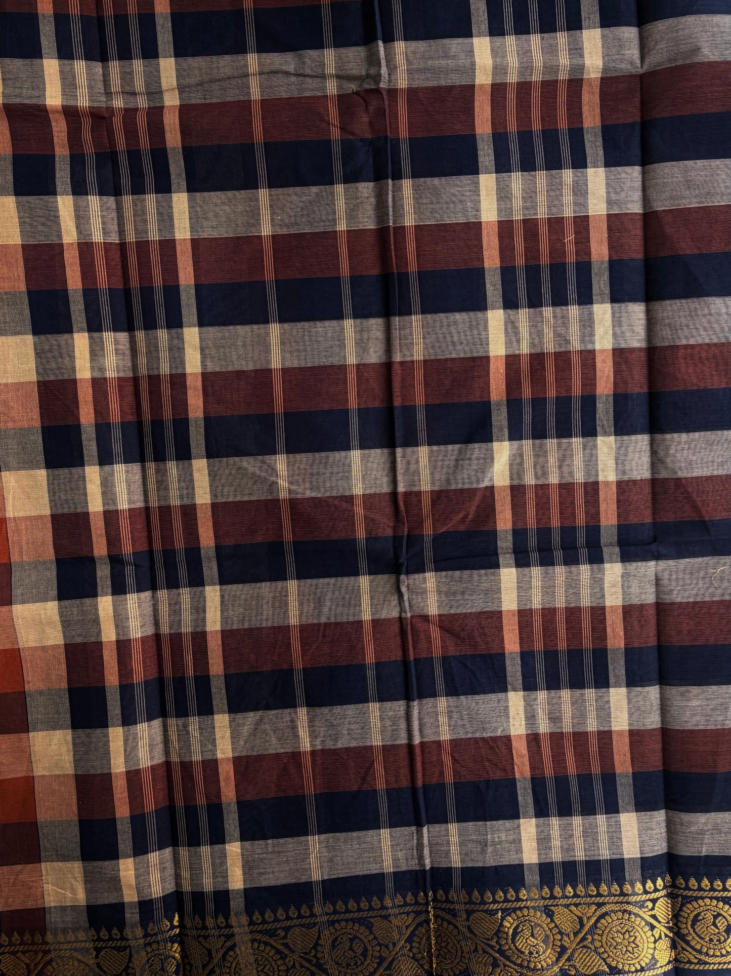 Kanchi cotton saree in kattam pattern - multicolor