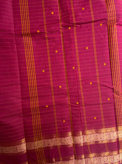Kanchi cotton saree with kattam & butta weaves
