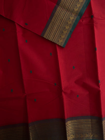 Kanchi cotton saree with butta weaves