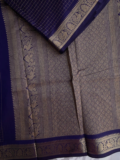 120 count Kanchi cotton with zari kattam & grand pallu