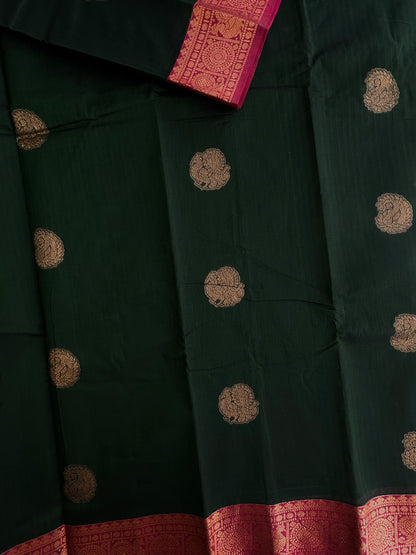 Kanchi cotton saree with butta weaves & grand pallu