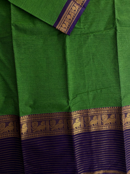 Kanchi cotton saree with zari lines border