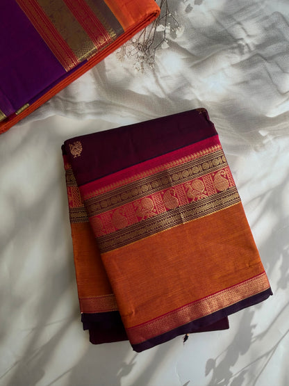 Kanchi cotton with annam zari butta weaves & grand pallu