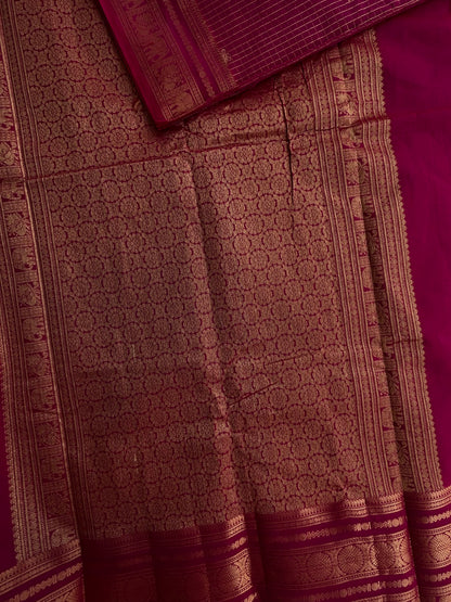 Kanchi cotton saree with kattam zari weaves & grand pallu - pink