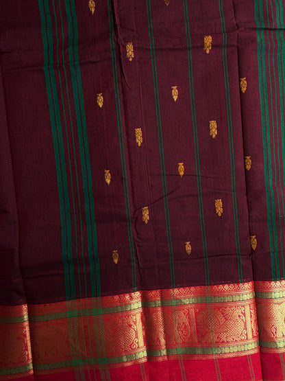 Kanchi cotton saree with butta weaves