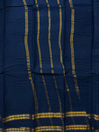 Sungudi saree with minimal zari border Blue