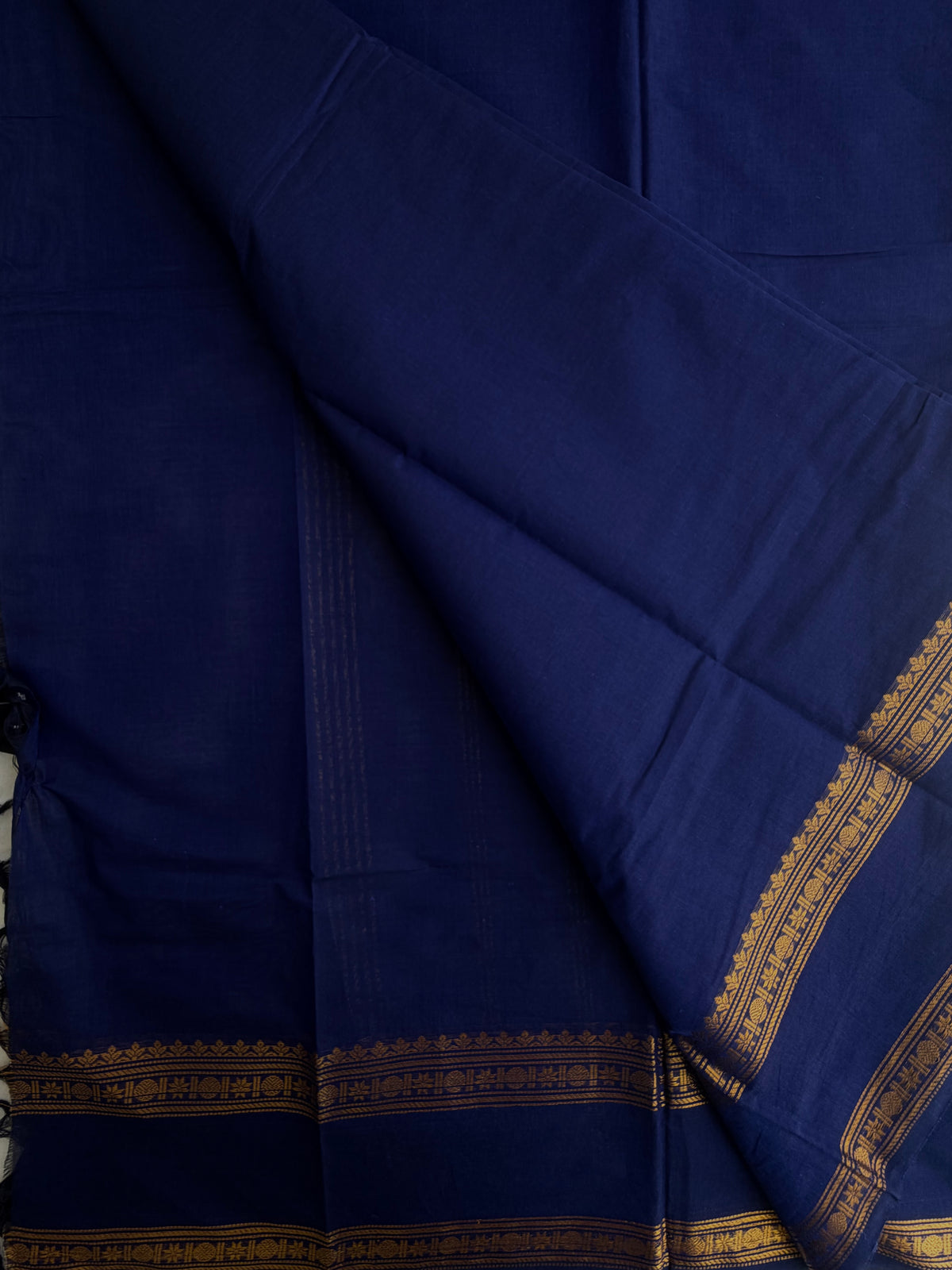 Kanchi cotton saree with zari border blue