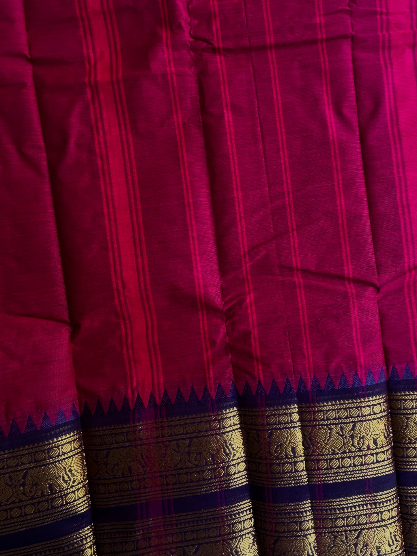 Kanchi cotton saree with rettapett border - pink