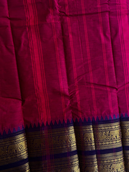Kanchi cotton saree with rettapett border - pink