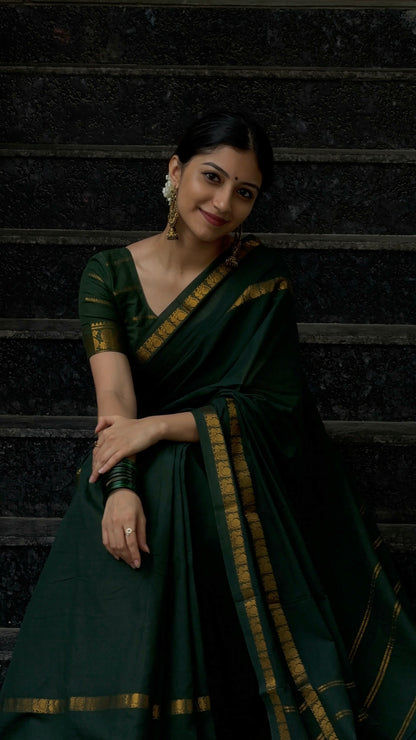 Sungudi Cotton saree Green