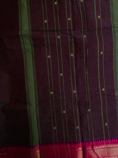 Kanchi cotton saree with checks and butta weaves
