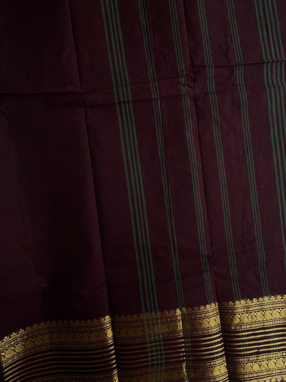 Kanchi cotton with zari weaves - brown