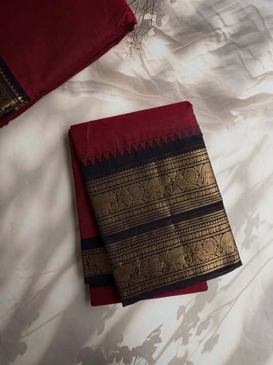 Kanchi cotton saree with rettapett border