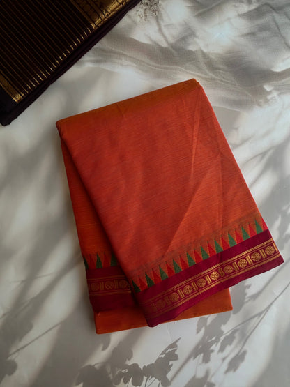 Kanchi Cotton saree - Orange