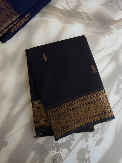 Kanchi cotton saree black with zari weaves