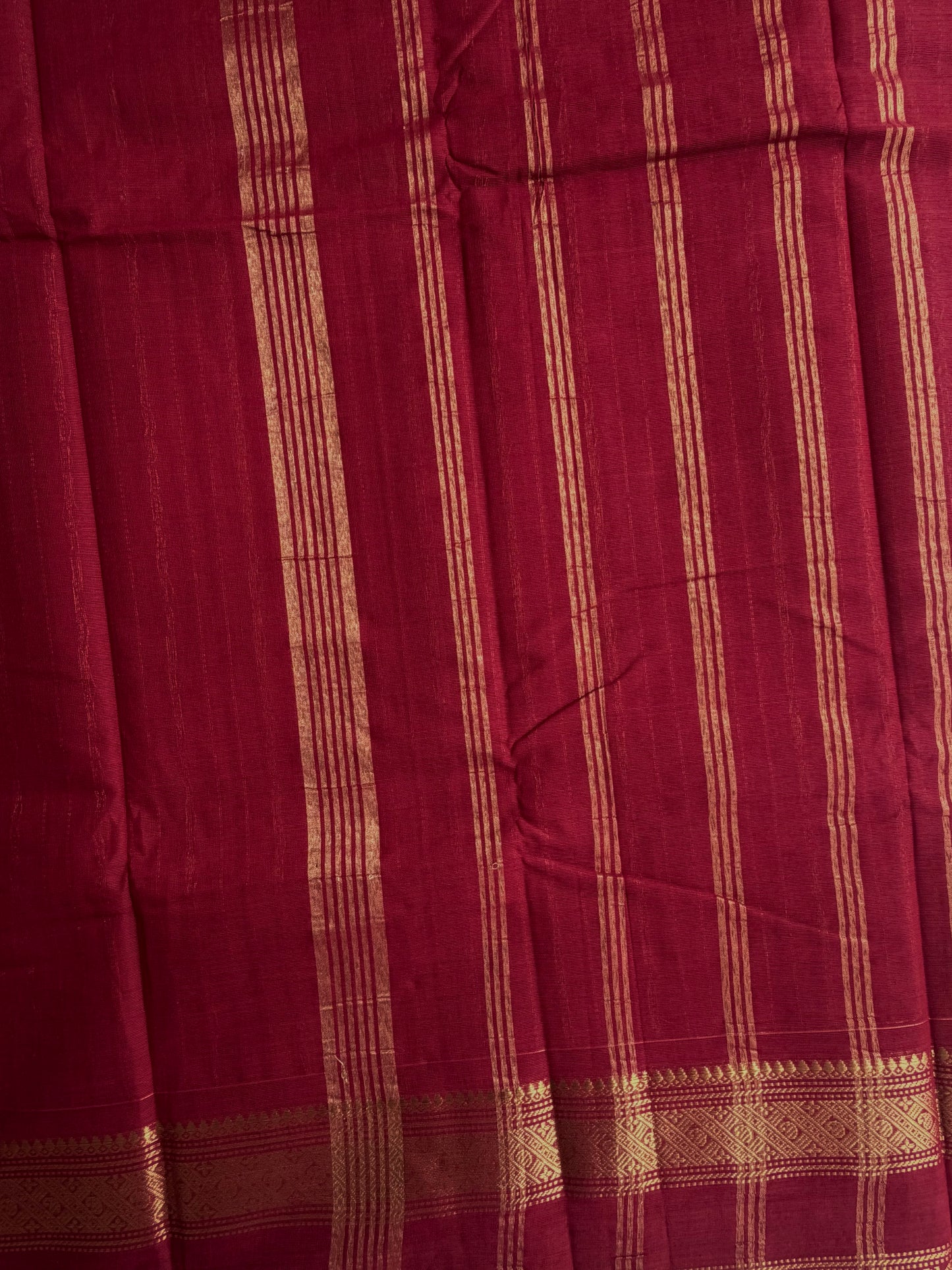 Kanchi cotton saree with vairaoosi weaves deep red