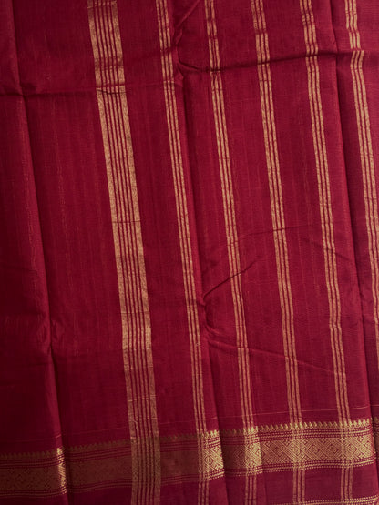 Kanchi cotton saree with vairaoosi weaves deep red