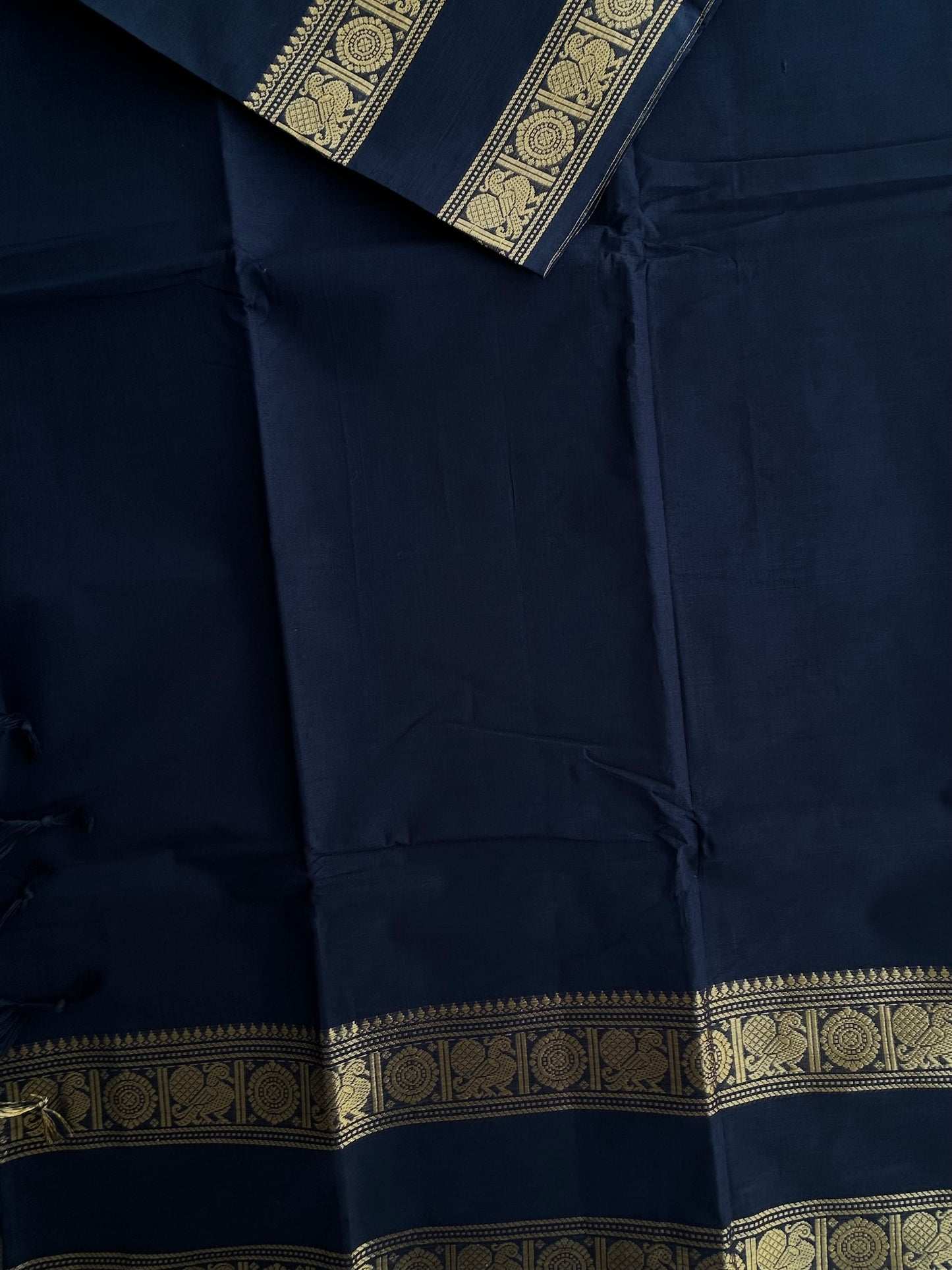 Kanchi cotton saree with rettapett border blue