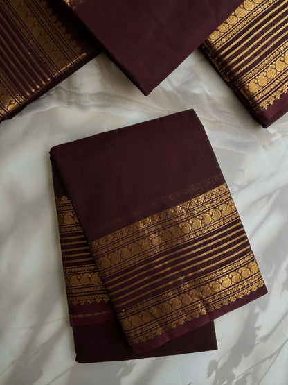Kanchi cotton with zari weaves - brown