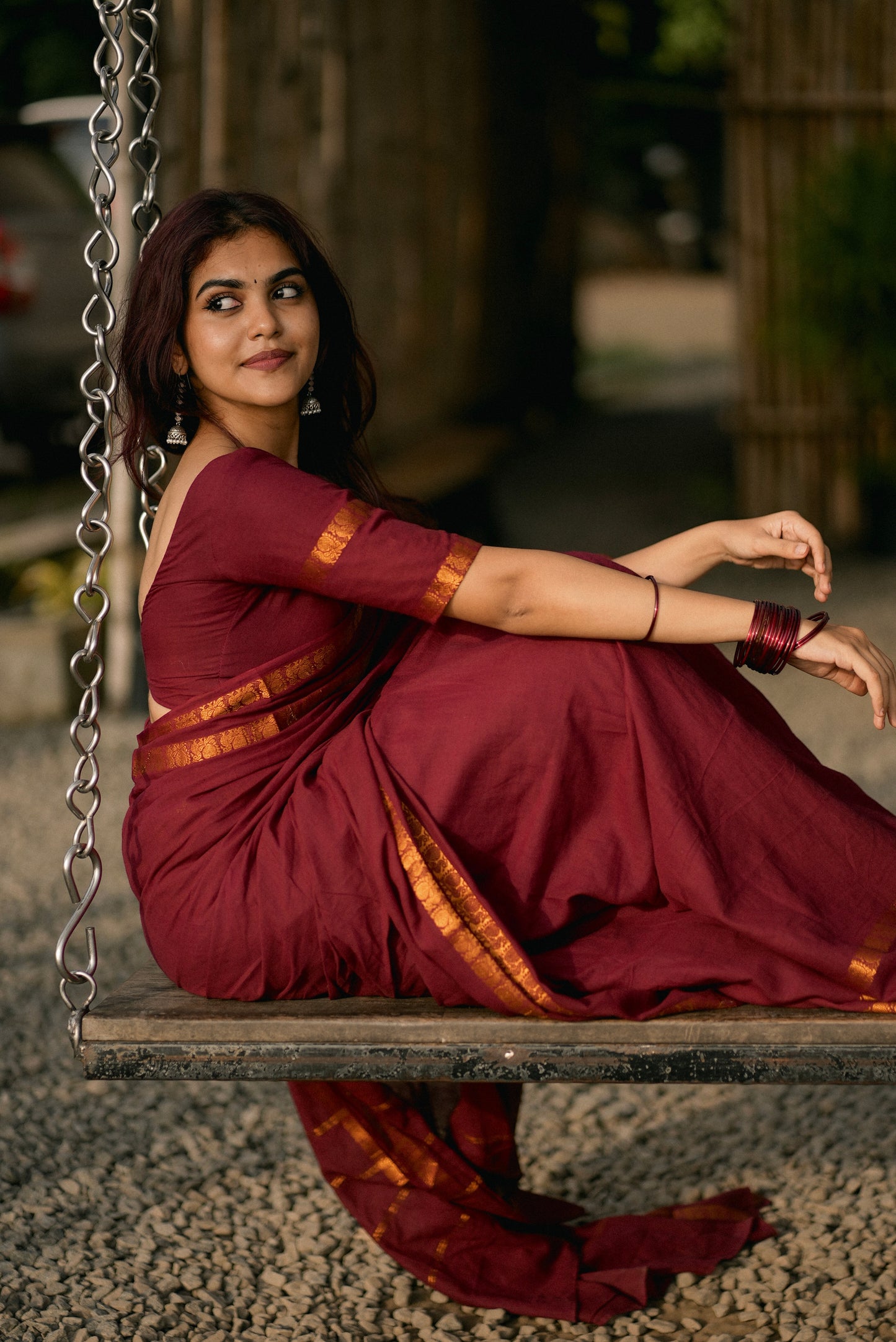 Sungudi Cotton saree with peacock border