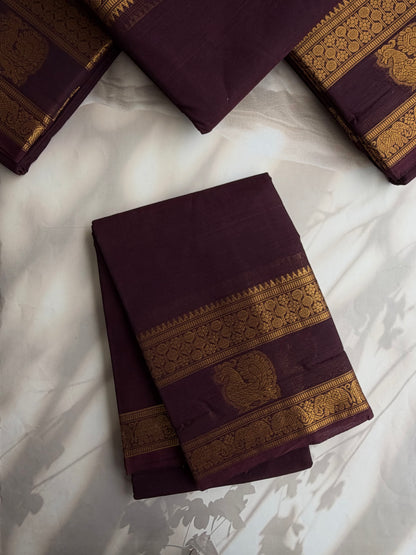 Kanchi cotton saree with zari border butta weaves