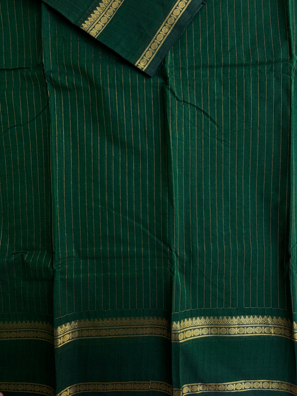 Kanchi cotton saree with vairaoosi weaves green