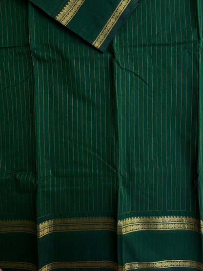 Kanchi cotton saree with vairaoosi weaves green