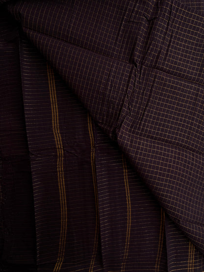 Sungudi cotton saree in checks - brown