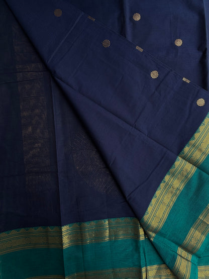 Kanchi cotton saree with butta weaves & zari pallu