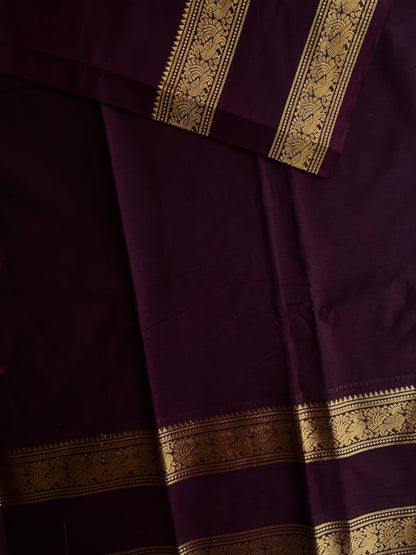 Brown Kanchi cotton saree