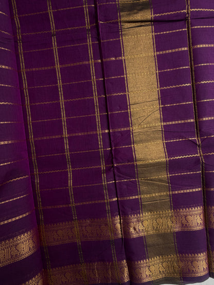 Kanchi cotton saree with Velthari pattern weaves