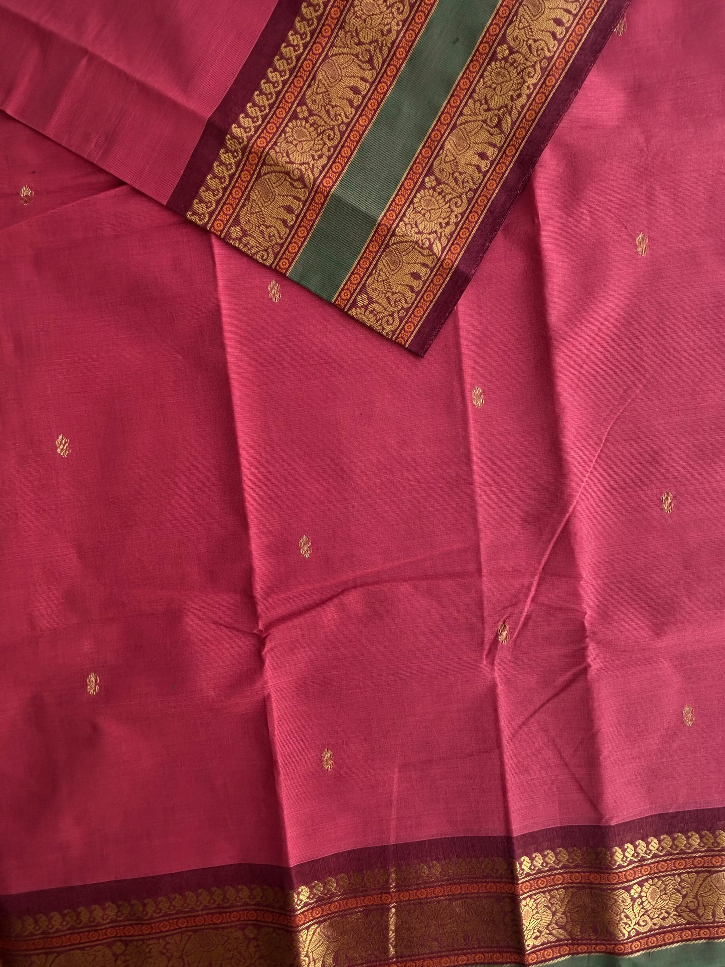 Kanchi cotton saree with butta weaves