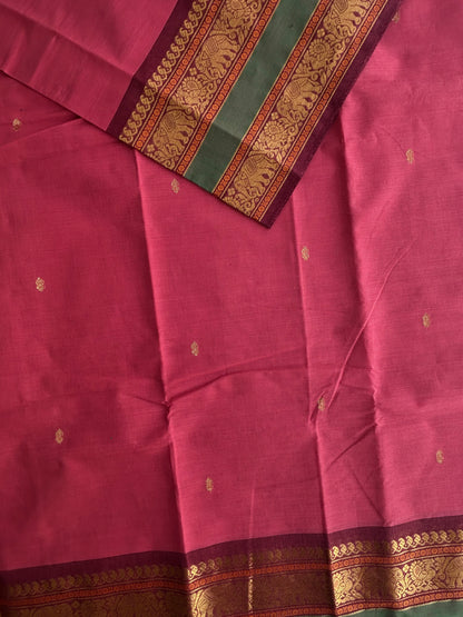 Kanchi cotton saree with butta weaves
