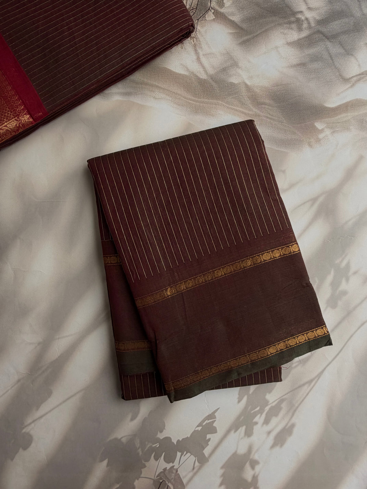 Kanchi cotton saree with vairaoosi weaves dual tone