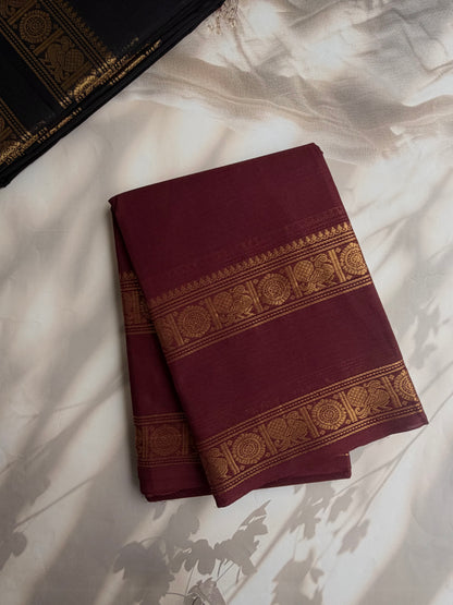 Kanchi cotton saree with zari weaves - maroon