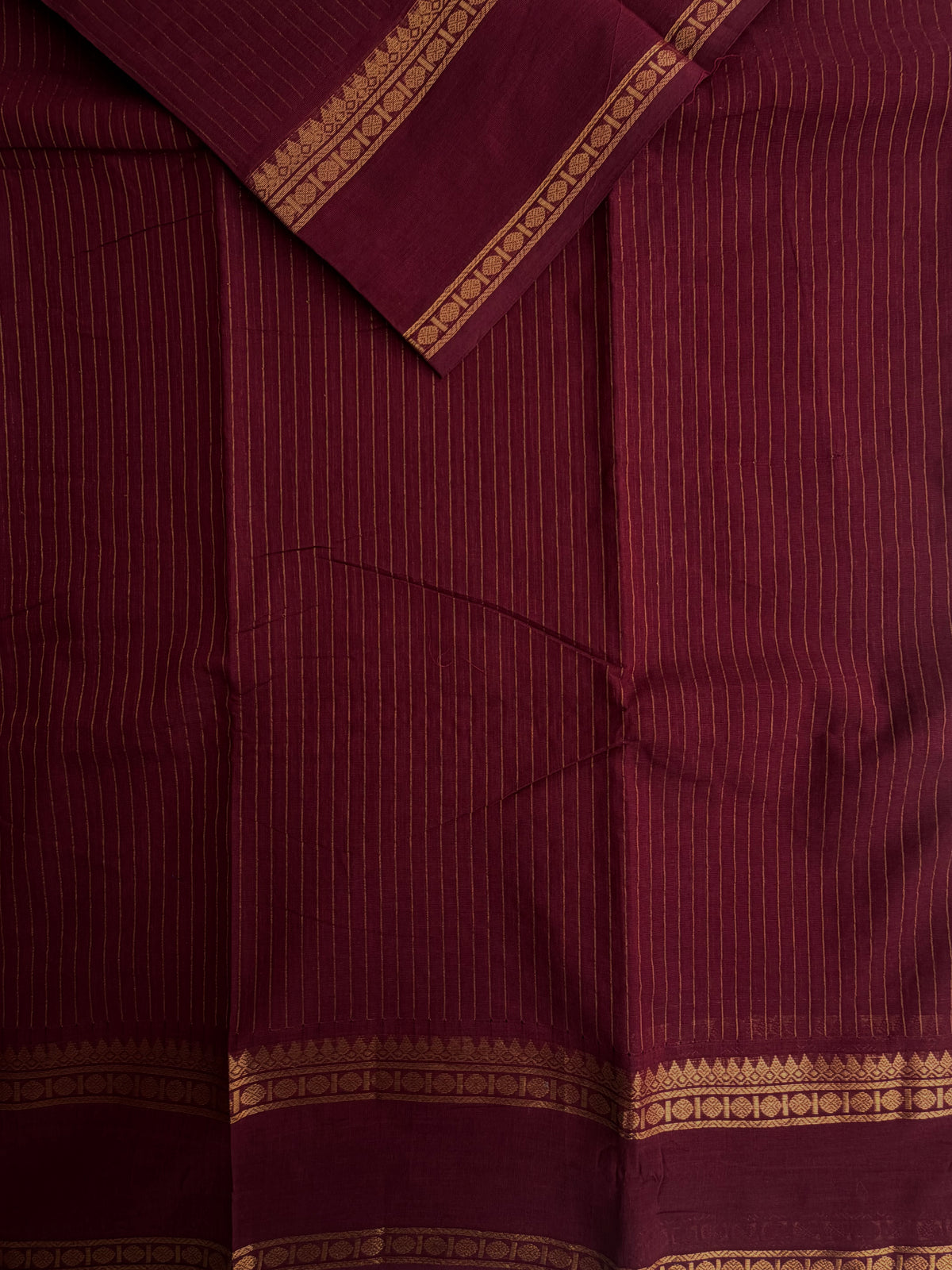 Kanchi cotton saree in Vairaoosi pattern maroon